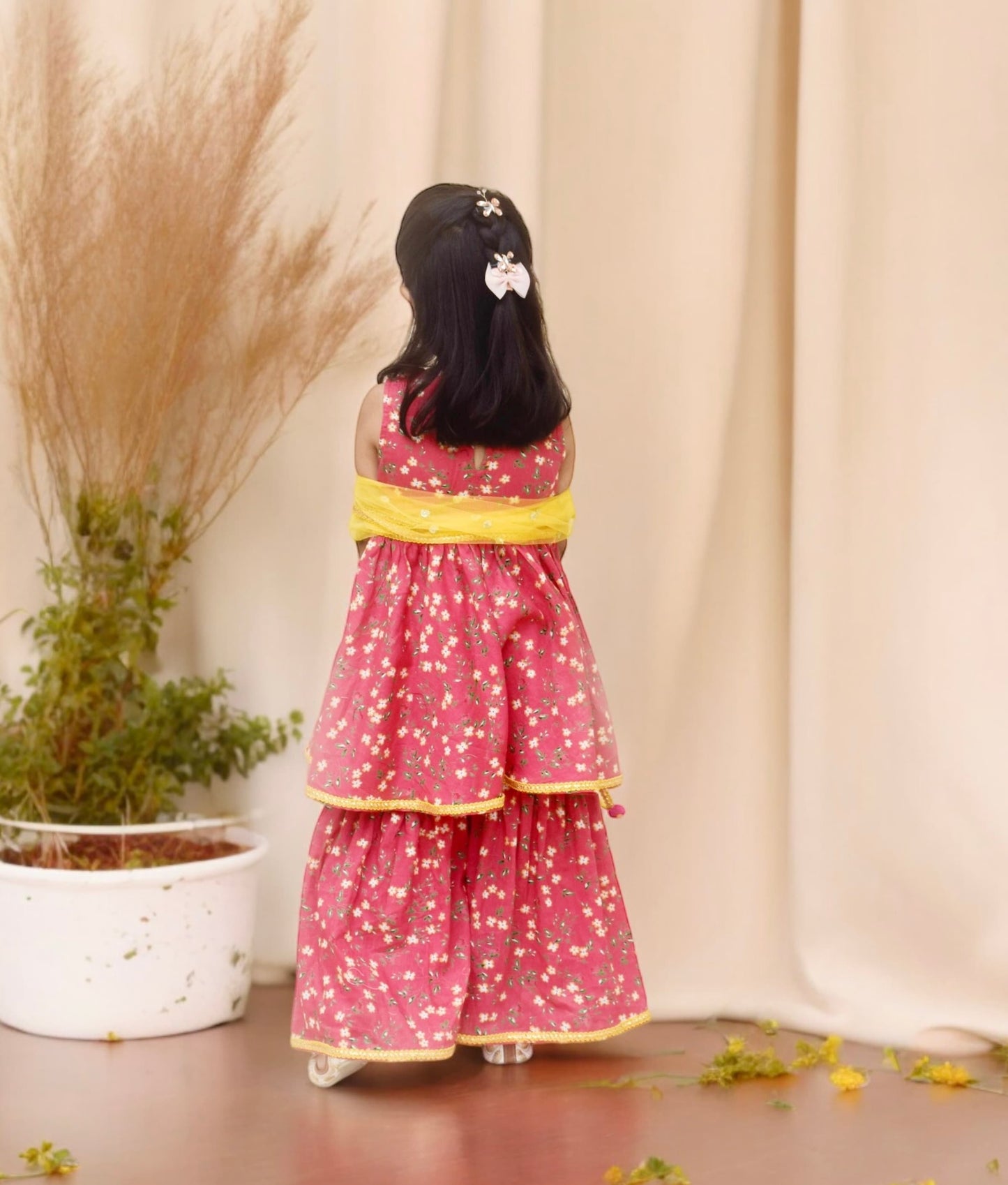 Manufactured by FAYON KIDS (Noida, U.P) Pink Printed Kurti Sharara with Dupatta