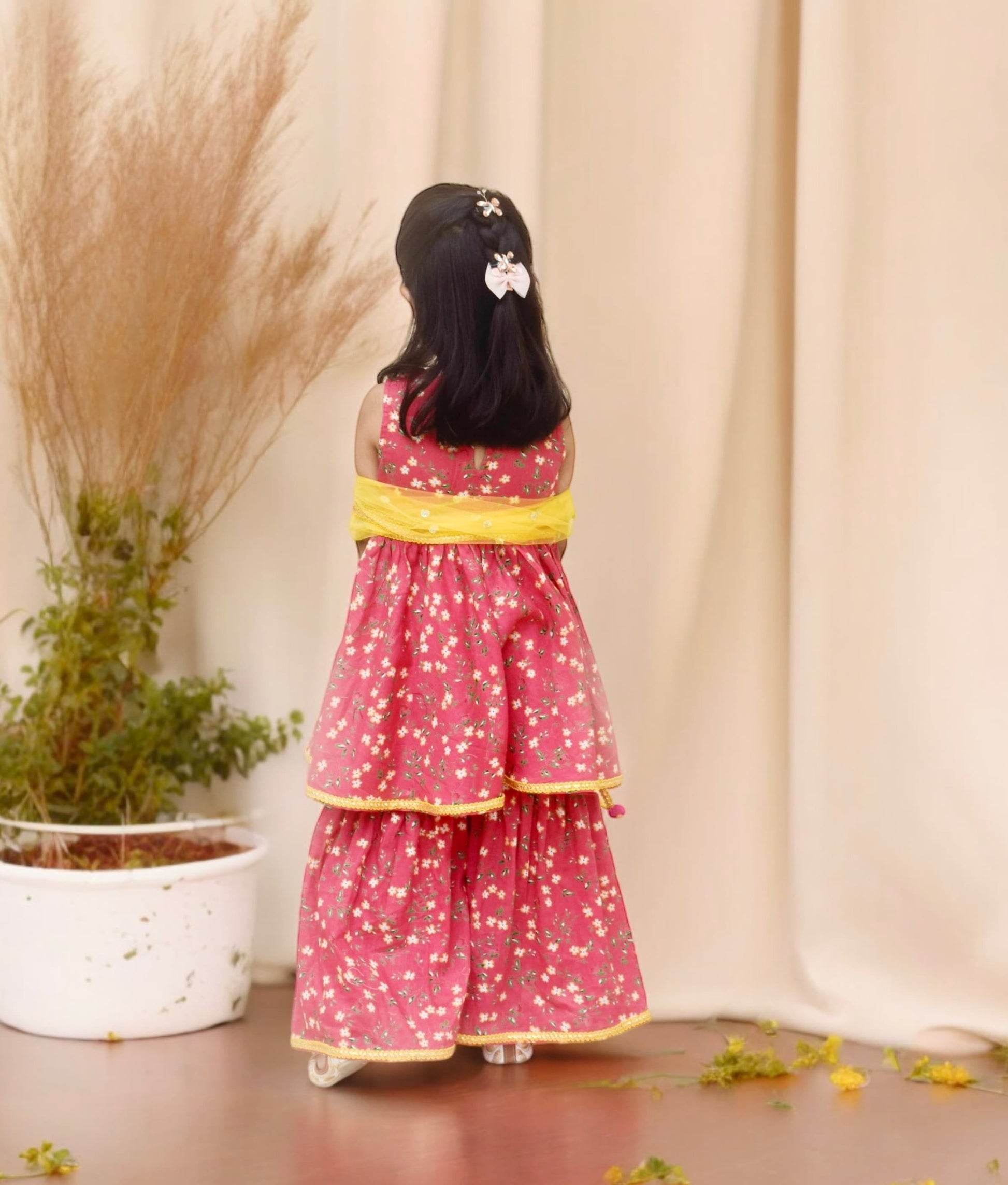 Manufactured by FAYON KIDS (Noida, U.P) Pink Printed Kurti Sharara with Dupatta