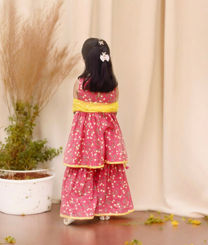 Manufactured by FAYON KIDS (Noida, U.P) Pink Printed Kurti Sharara with Dupatta