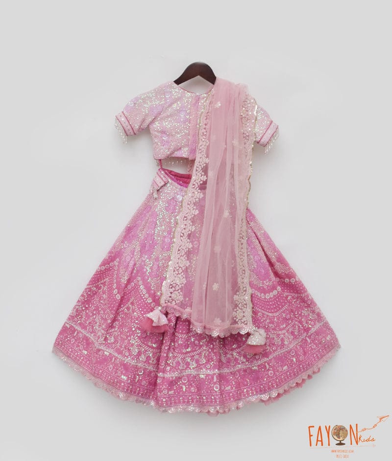 Manufactured by FAYON KIDS (Noida, U.P) Pink Sequence Embroidery Lehenga Choli for Girls