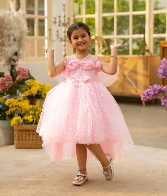 Manufactured by FAYON KIDS (Noida, U.P) Pink Star Net Dress