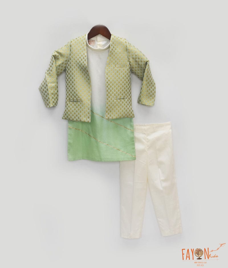 Green Brocade Kurta Set