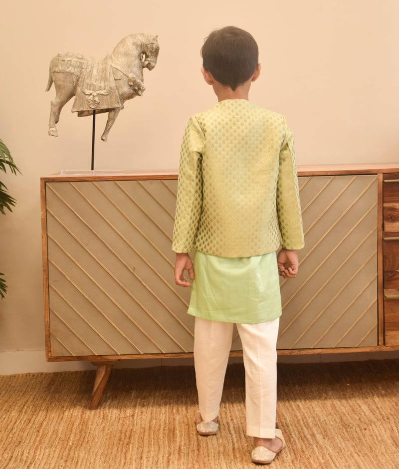 Green Brocade Kurta Set