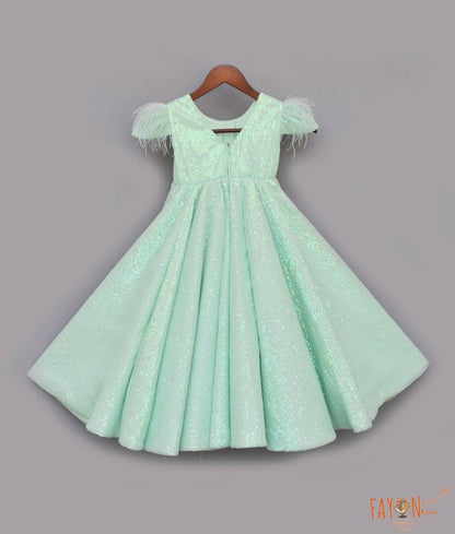 Manufactured by FAYON KIDS (Noida, U.P) Pista Green Embroidery Gown