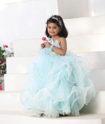 Manufactured by FAYON KIDS (Noida, U.P) Powder Blue Layer Gown for Girls