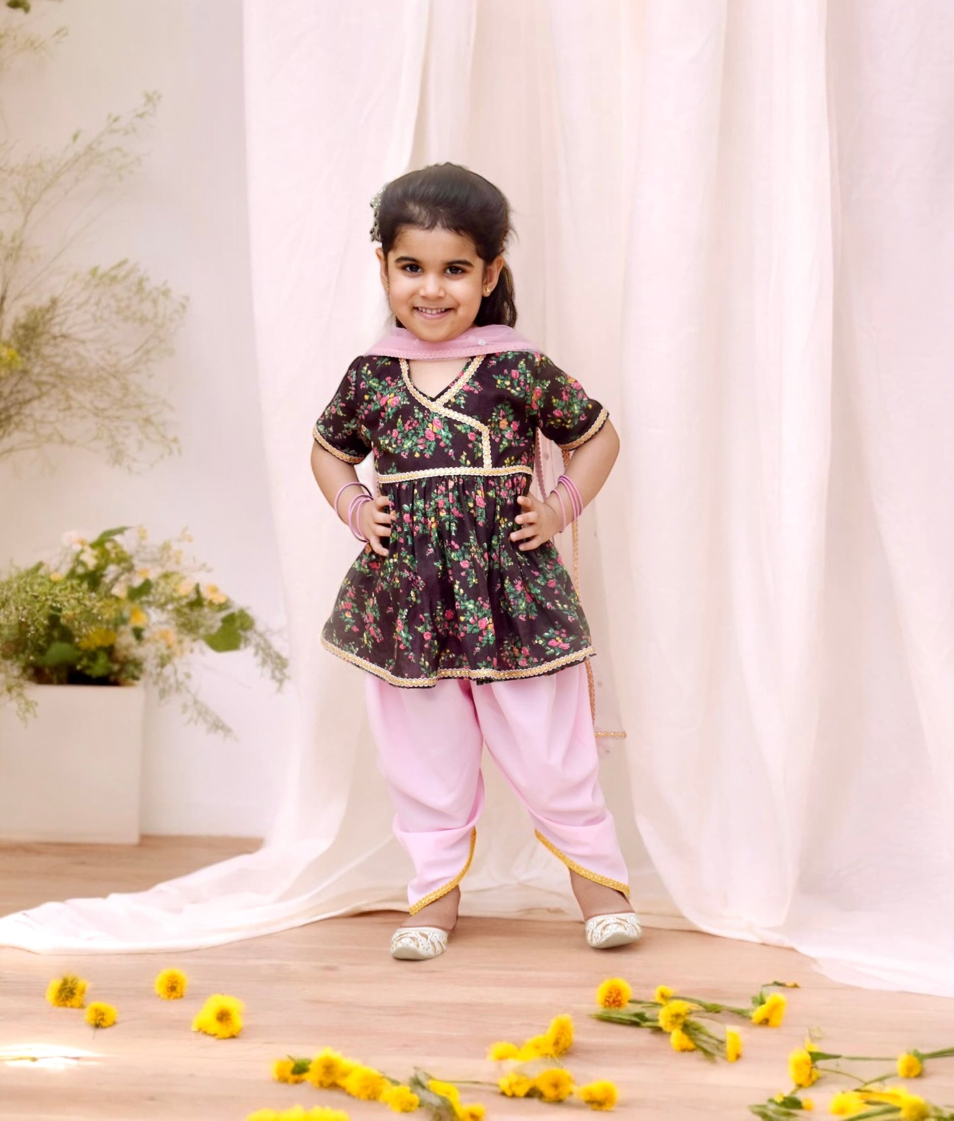 Manufactured by FAYON KIDS (Noida, U.P) Printed Kurti with Dhoti and Dupatta