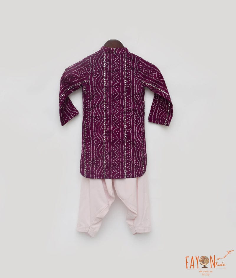 Manufactured by FAYON KIDS (Noida, U.P) Purple Bandhaj Kurta with Salwar for Boys