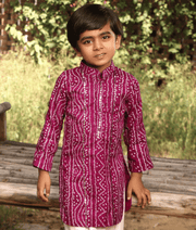 Manufactured by FAYON KIDS (Noida, U.P) Purple Bandhej Kurta Set