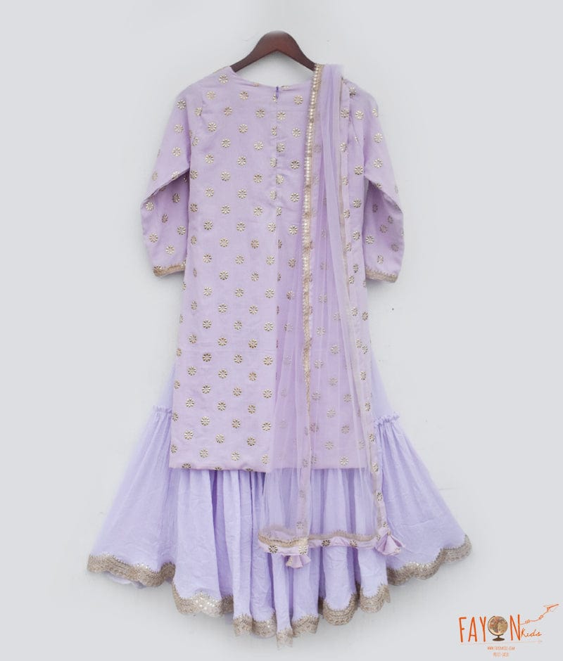 Manufactured by FAYON KIDS (Noida, U.P) Purple Embroidered Kurti Lehenga Set for Girls