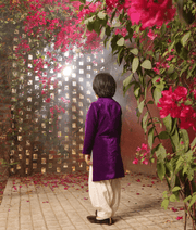 Manufactured by FAYON KIDS (Noida, U.P) Purple Embroidered Shaerwani