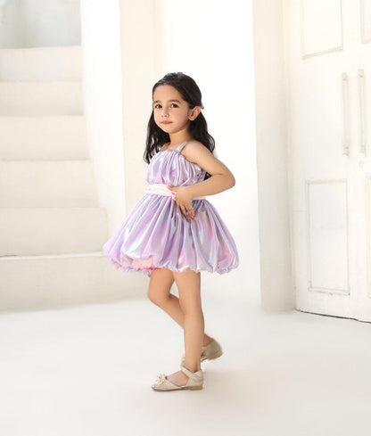 Manufactured by FAYON KIDS (Noida, U.P) Purple Metallic Frock for Girls