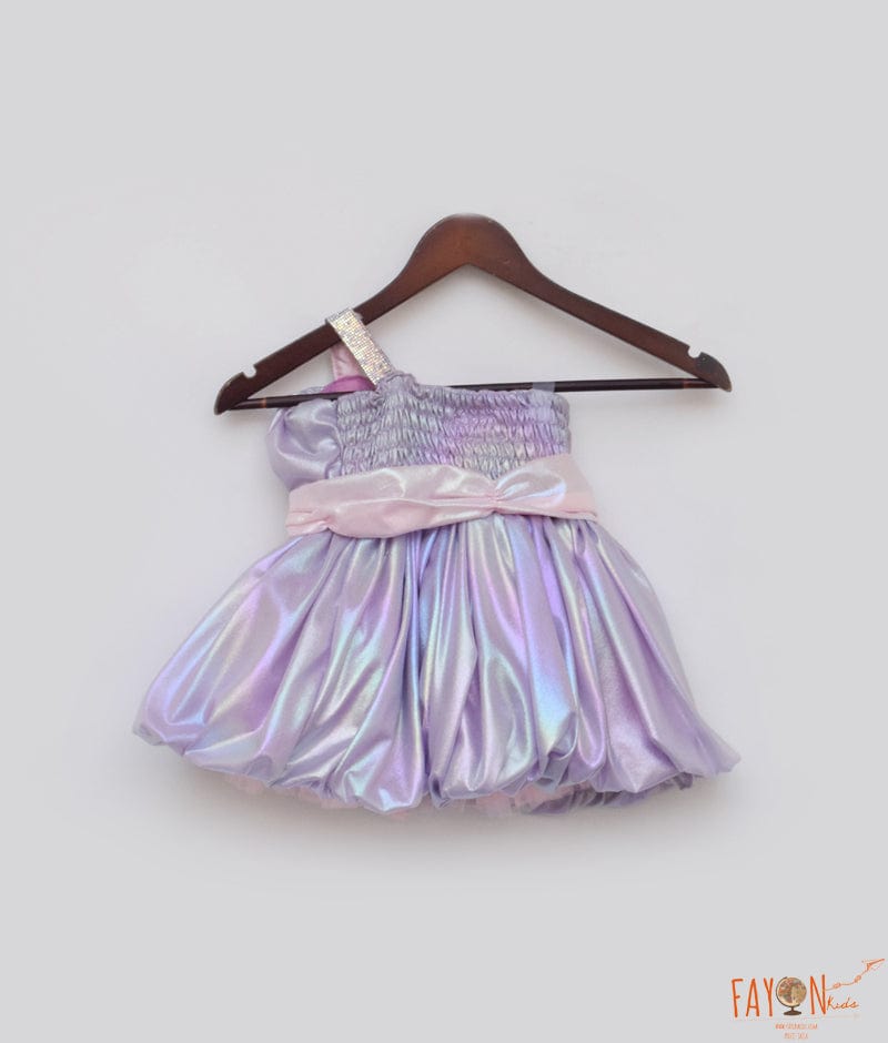 Manufactured by FAYON KIDS (Noida, U.P) Purple Metallic Frock for Girls