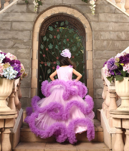 Manufactured by FAYON KIDS (Noida, U.P) Purple Net Ruffel Gown for Girls