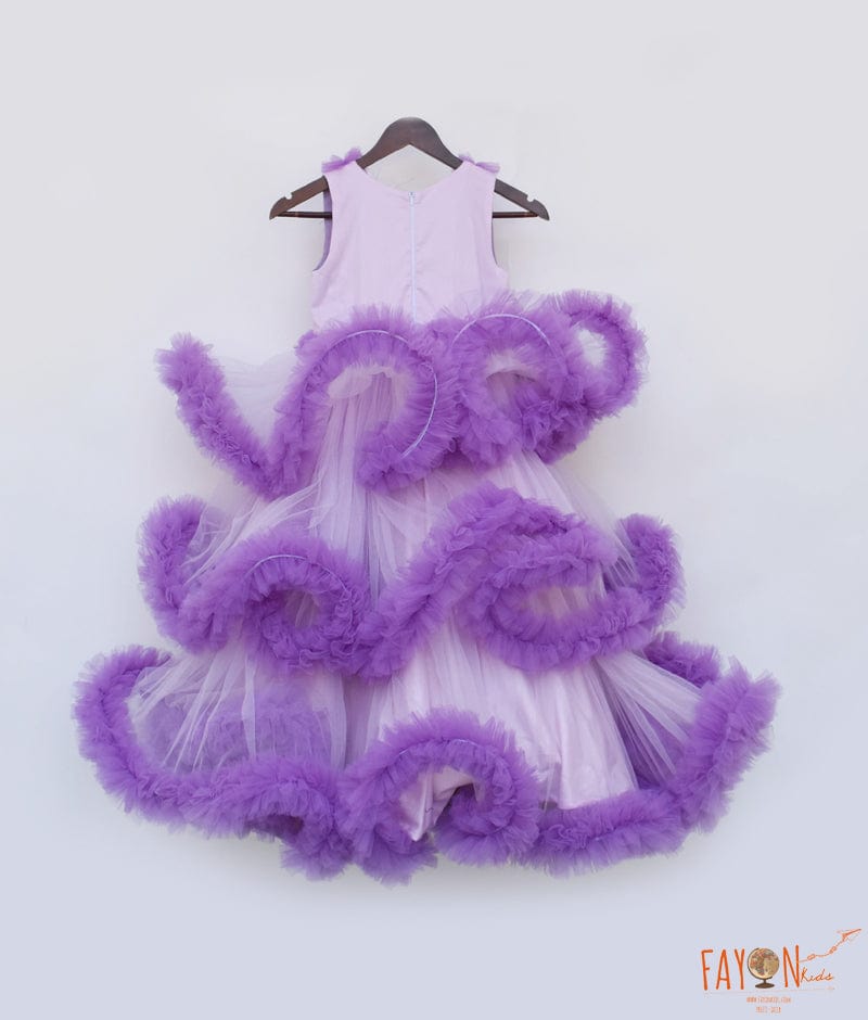 Manufactured by FAYON KIDS (Noida, U.P) Purple Net Ruffel Gown for Girls