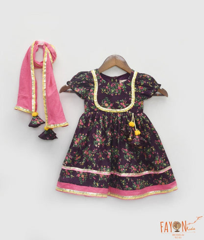 Manufactured by FAYON KIDS (Noida, U.P) Purple Printed Anarkali