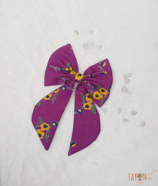 Manufactured by FAYON KIDS (Noida, U.P) Purple Printed Bow Clip