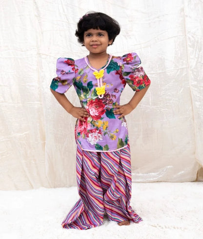 Manufactured by FAYON KIDS (Noida, U.P) Purple Printed Kurti with Plazo