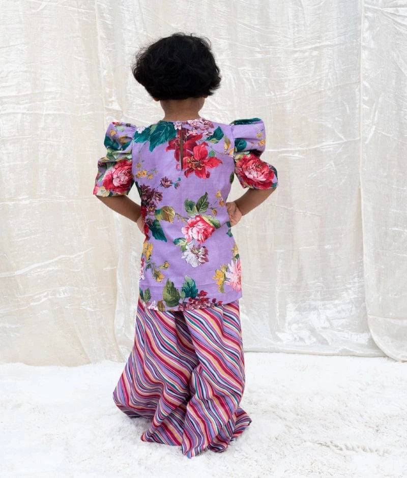 Manufactured by FAYON KIDS (Noida, U.P) Purple Printed Kurti with Plazo