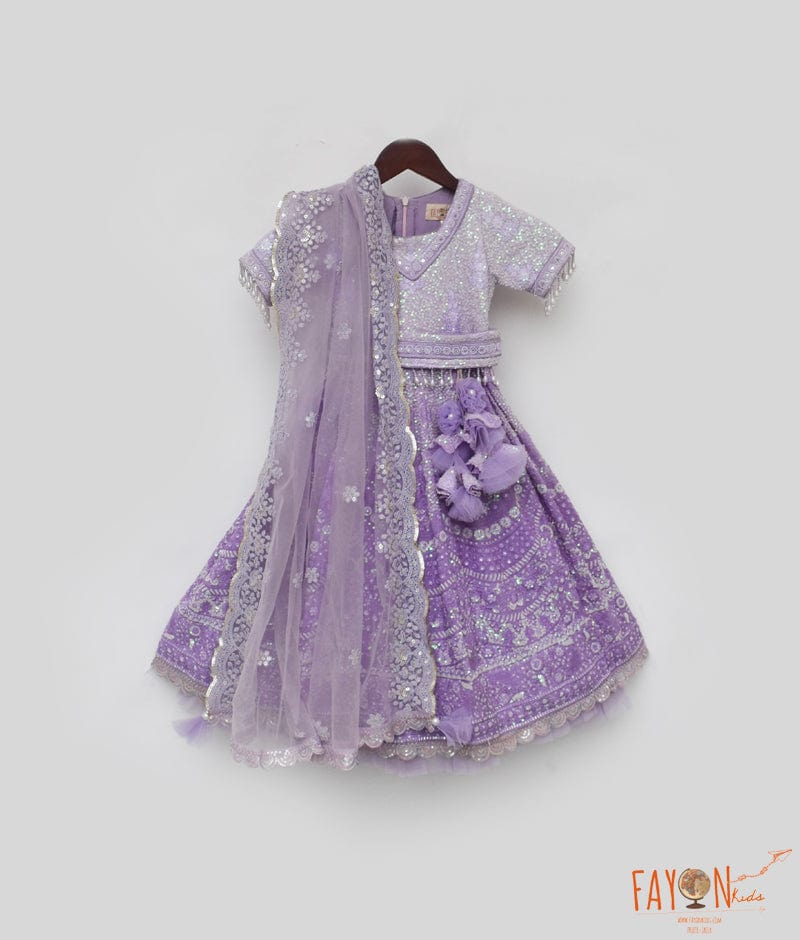 Manufactured by FAYON KIDS (Noida, U.P) Purple Sequence Embroidery Lehenga Choli for Girls