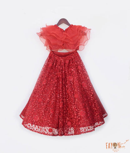 Manufactured by FAYON KIDS (Noida, U.P) Red Embroidery Lehenga Choli