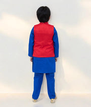 Manufactured by FAYON KIDS (Noida, U.P) Red Faux Mirror Jacket Set