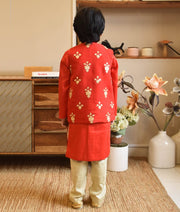Manufactured by FAYON KIDS (Noida, U.P) Red Gota Embroidery Jacket Set