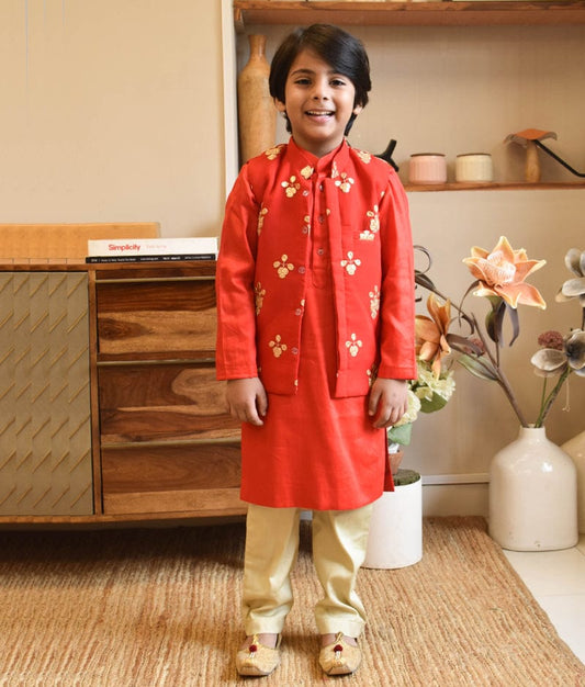 Manufactured by FAYON KIDS (Noida, U.P) Red Gota Embroidery Jacket Set