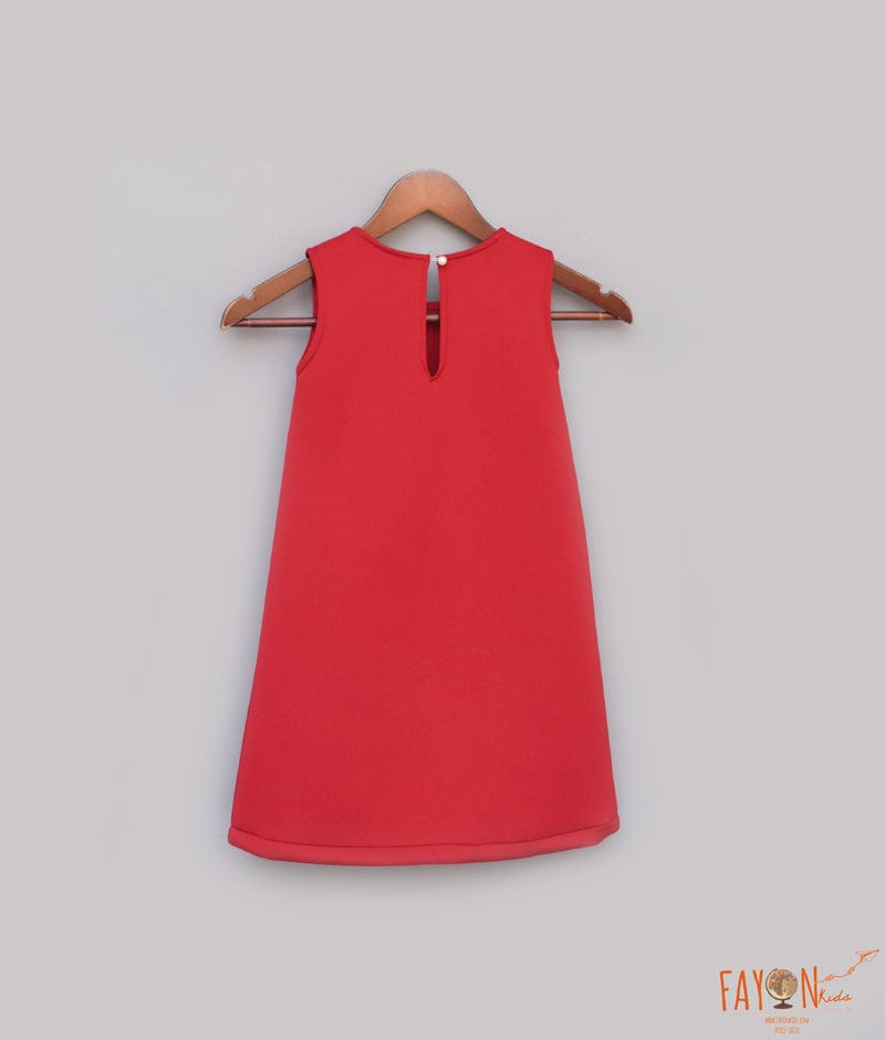 Manufactured by FAYON KIDS (Noida, U.P) Red Neoprene Dress for Girls