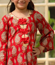 Manufactured by FAYON KIDS (Noida, U.P) Red Printed Kurti Sharara Set