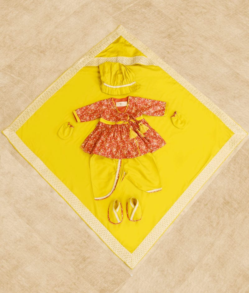 Manufactured by FAYON KIDS (Noida, U.P) Red Printed Kurti with Dhoti Jamna Set