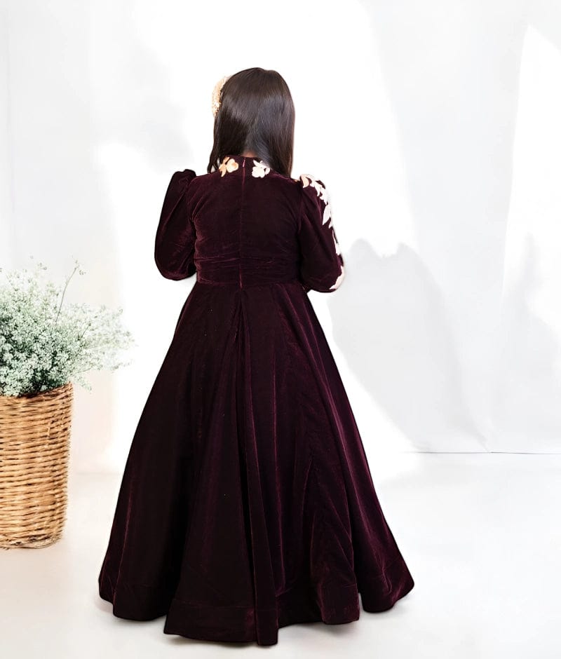 Manufactured by FAYON KIDS (Noida, U.P) Regal Burgundy Velvet Anarkali
