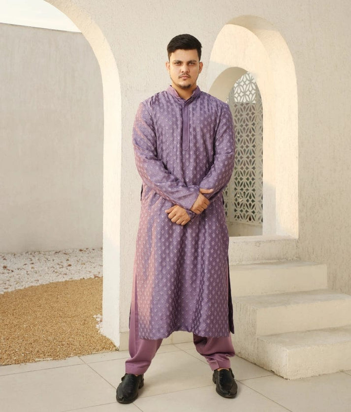 Manufactured by FAYON KIDS (Noida, U.P) Regal Purple Embroidered Kurta Set