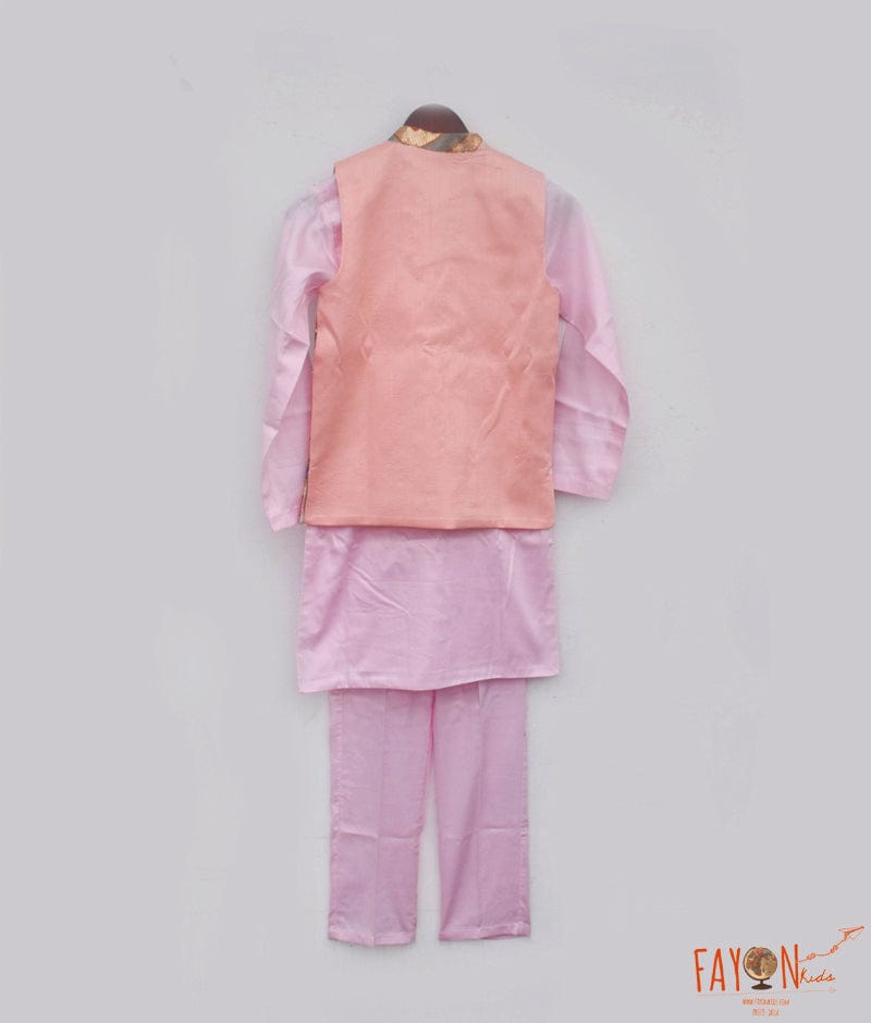 Manufactured by FAYON KIDS (Noida, U.P) Sequence Embroidery Jacket with Pink Kurta and Pant