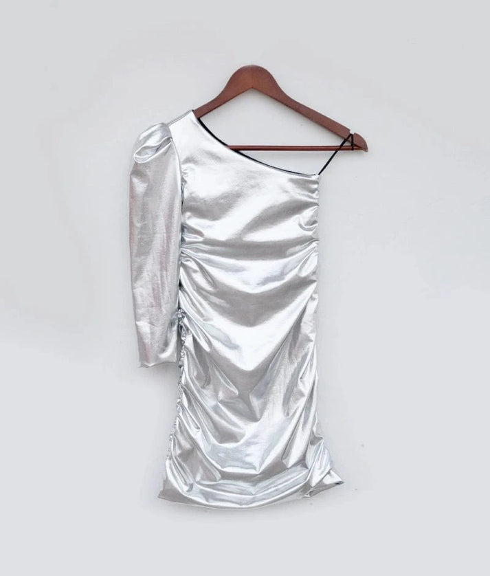 Silver One Shoulder Dress