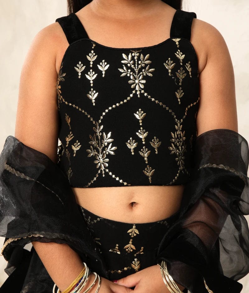 Manufactured by FAYON KIDS (Noida, U.P) The Gota Patti Glamour- Black Sharara Set
