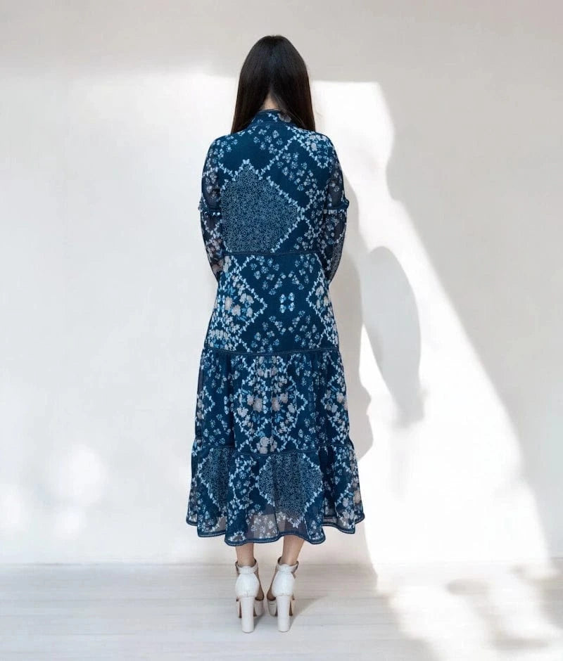 Manufactured by FAYON KIDS (Noida, U.P) Vintage Blue Printed Dress