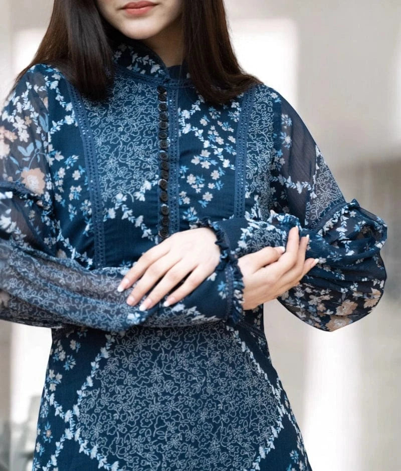 Manufactured by FAYON KIDS (Noida, U.P) Vintage Blue Printed Dress