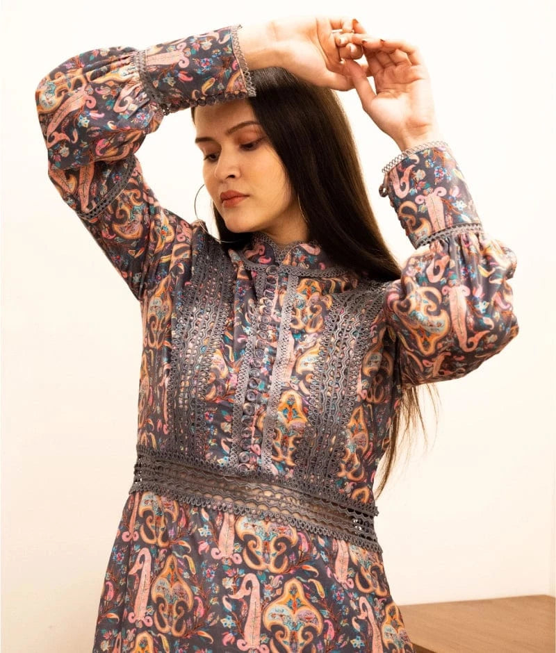 Manufactured by FAYON KIDS (Noida, U.P) Vintage Charm: Multi-Color Printed Dress