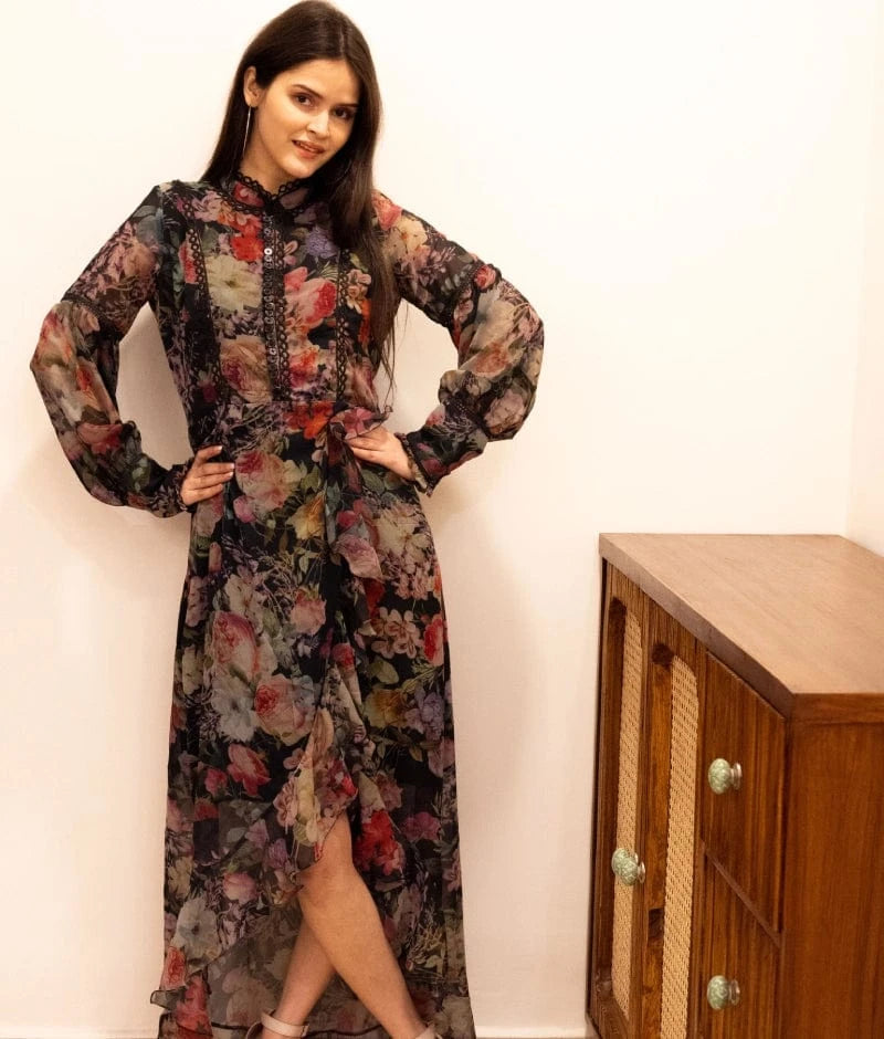 Manufactured by FAYON KIDS (Noida, U.P) Vintage Floral High-Low Dress