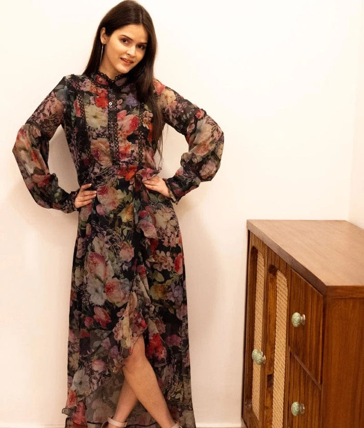 Manufactured by FAYON KIDS (Noida, U.P) Vintage Floral High-Low Dress