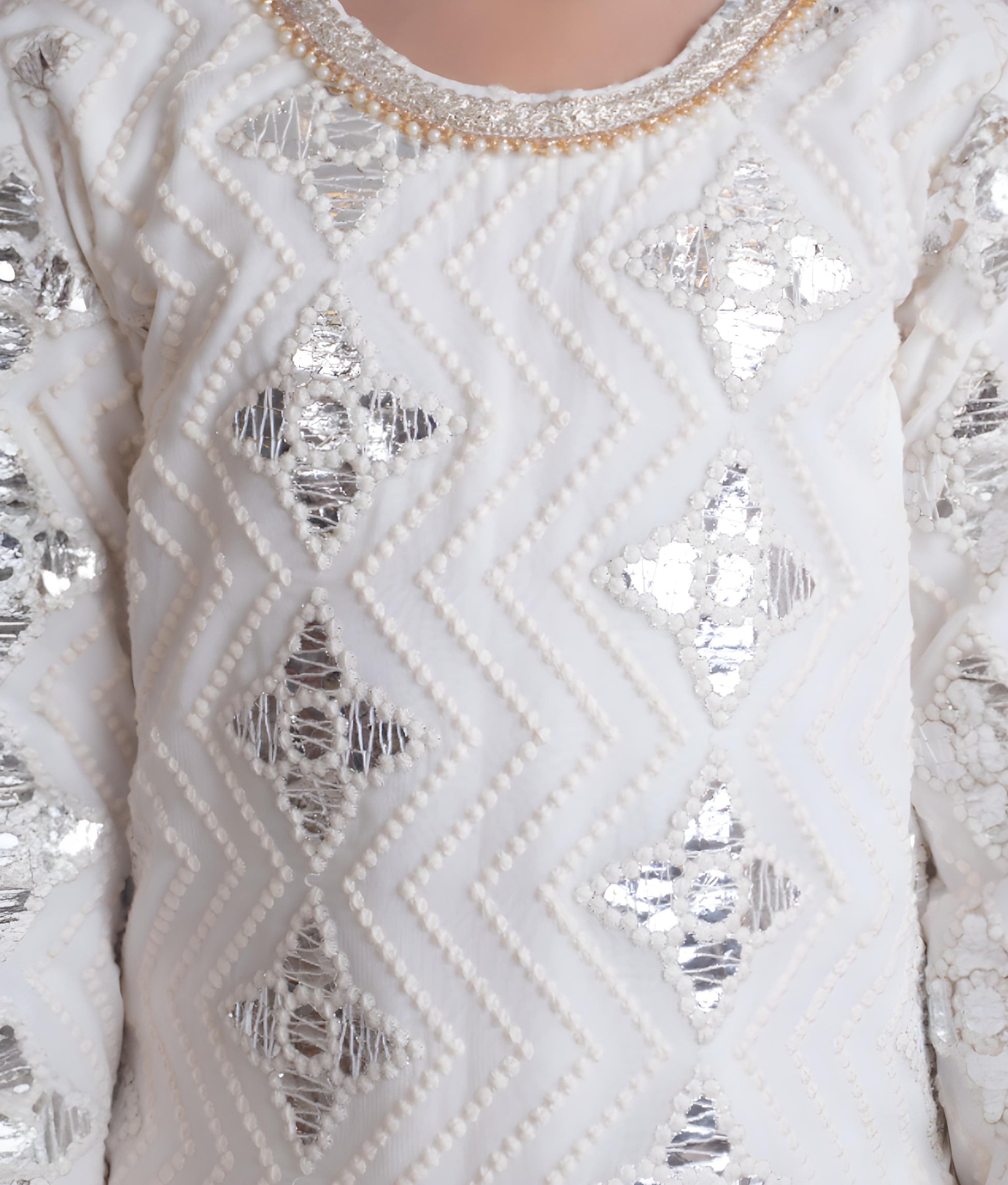 Manufactured by FAYON KIDS (Noida, U.P) White Gota Embroidered Kurti with Sharara