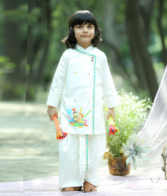 White Kurta with Dhoti for Boys