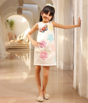 White Neoprene Dress for Girls