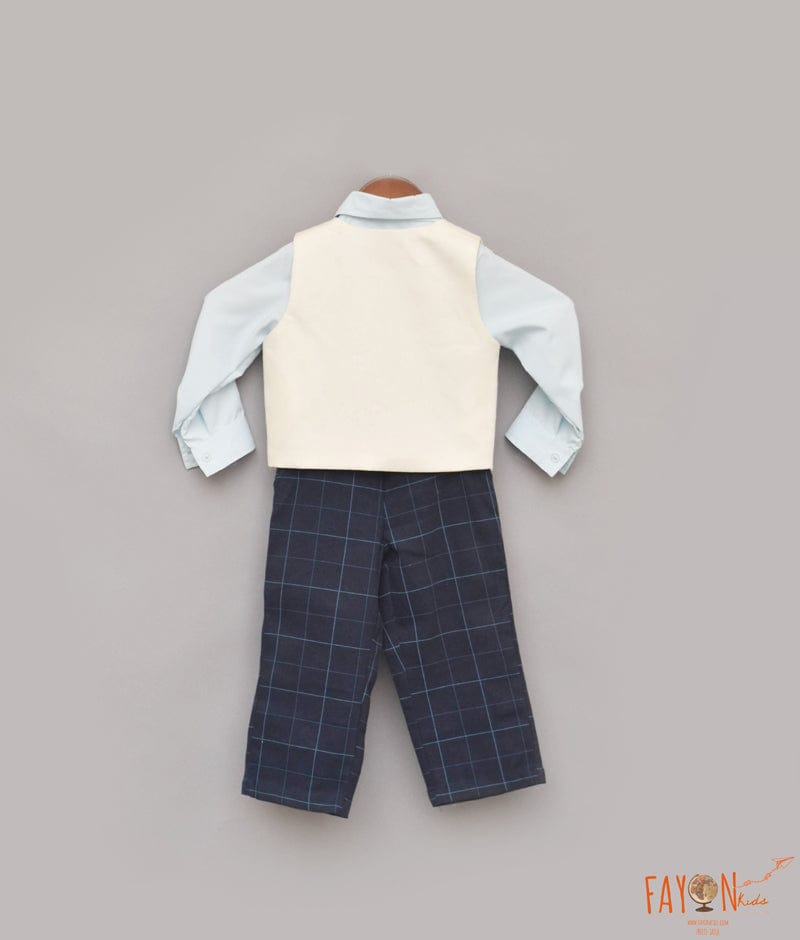 Manufactured by FAYON KIDS (Noida, U.P) White Waist Coat with Pant and Shirt for Boys