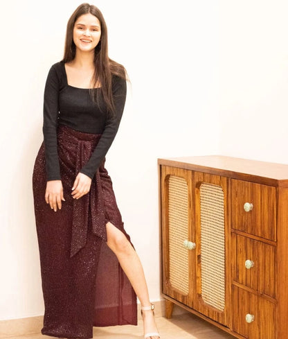 Manufactured by FAYON KIDS (Noida, U.P) Wine Sequence Skirt