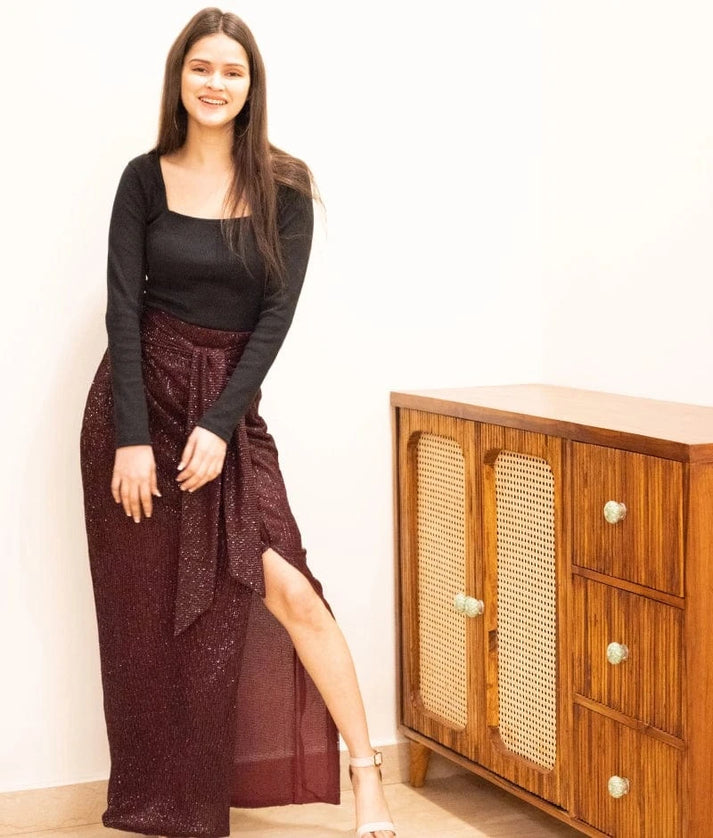 Manufactured by FAYON KIDS (Noida, U.P) Wine Sequence Skirt