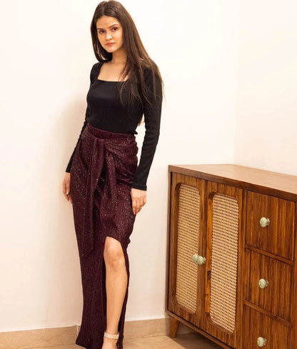 Manufactured by FAYON KIDS (Noida, U.P) Wine Sequence Skirt
