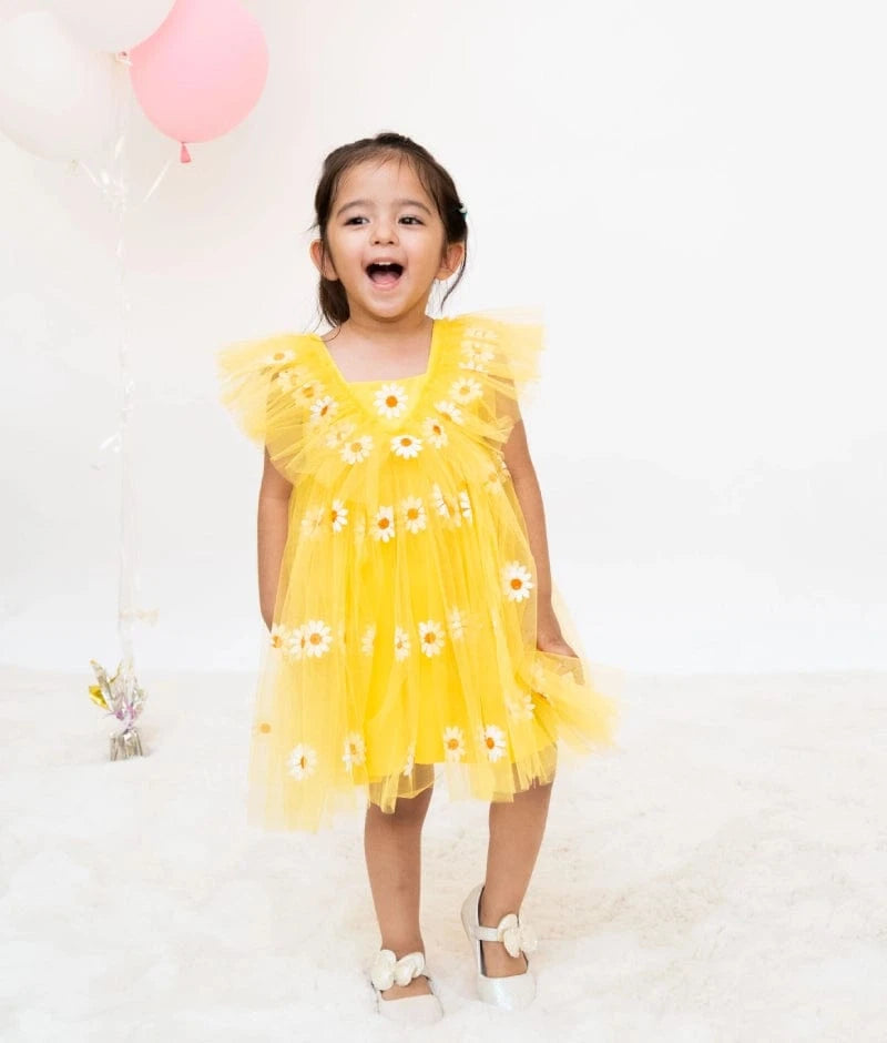 Manufactured by FAYON KIDS (Noida, U.P) Yellow Bloom Net Dress