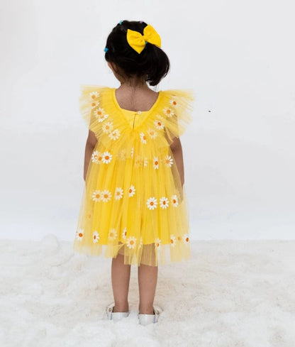 Manufactured by FAYON KIDS (Noida, U.P) Yellow Bloom Net Dress