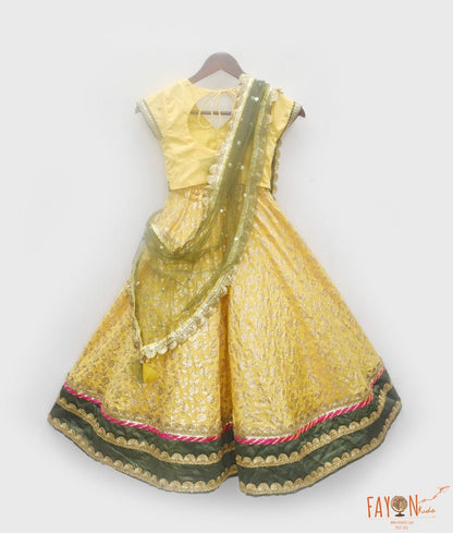 Manufactured by FAYON KIDS (Noida, U.P) Yellow Boti Choli with Lehenga and Dupatta